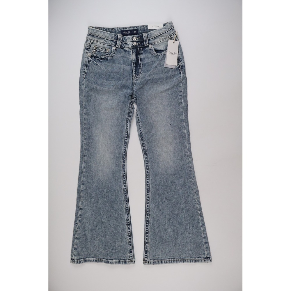 Miss Me Flare Jeans Angel Wing Embroidered Blue Denim 29 NWT MSRP 114
